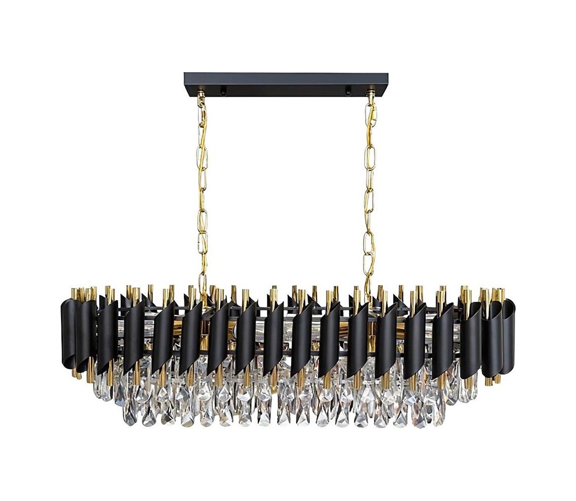  Lustr na řetězu CRISTAL 10xE14/10W/230V černá/zlatá ML2518