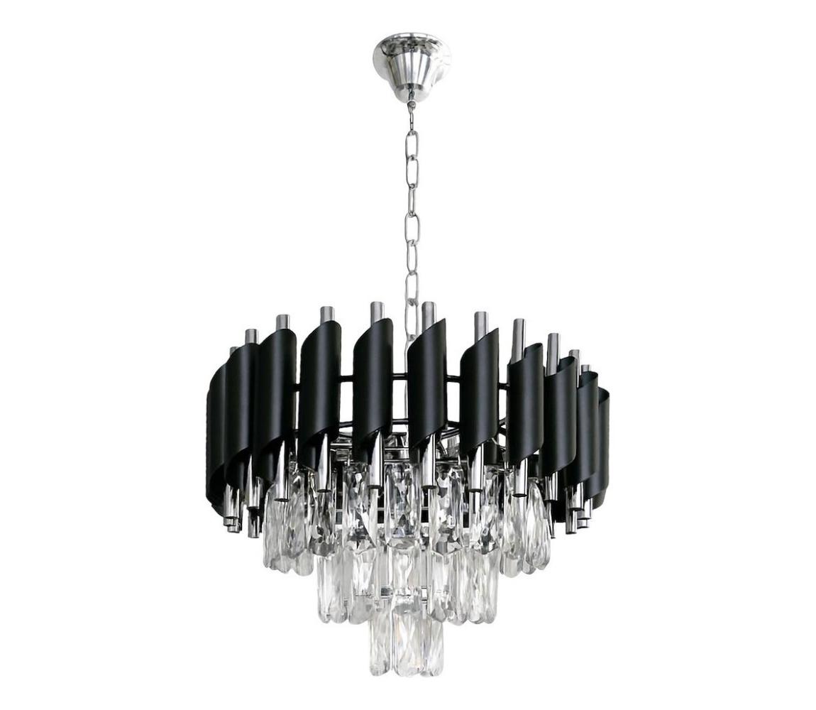  Lustr na řetězu CRISTAL 5xE14/10W/230V černá/matný chrom ML2519