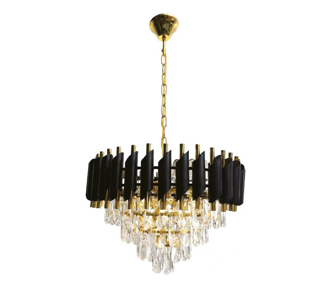  Lustr na řetězu CRISTAL 7xE14/10W/230V černá/zlatá ML2582