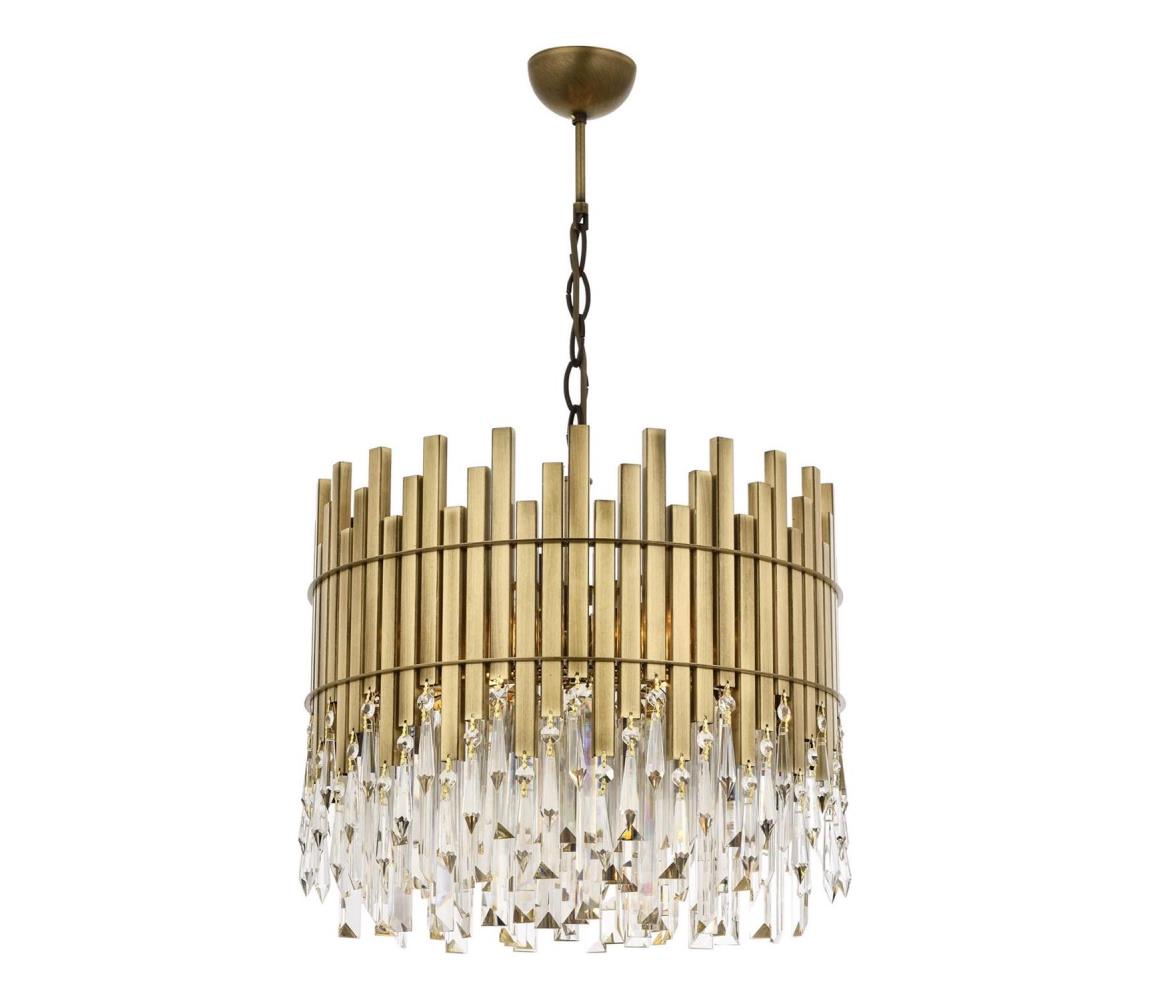  Lustr na řetězu CRYSTALLINE 6xE27/40W/230V pr. 40 cm mosaz 301AUR1163