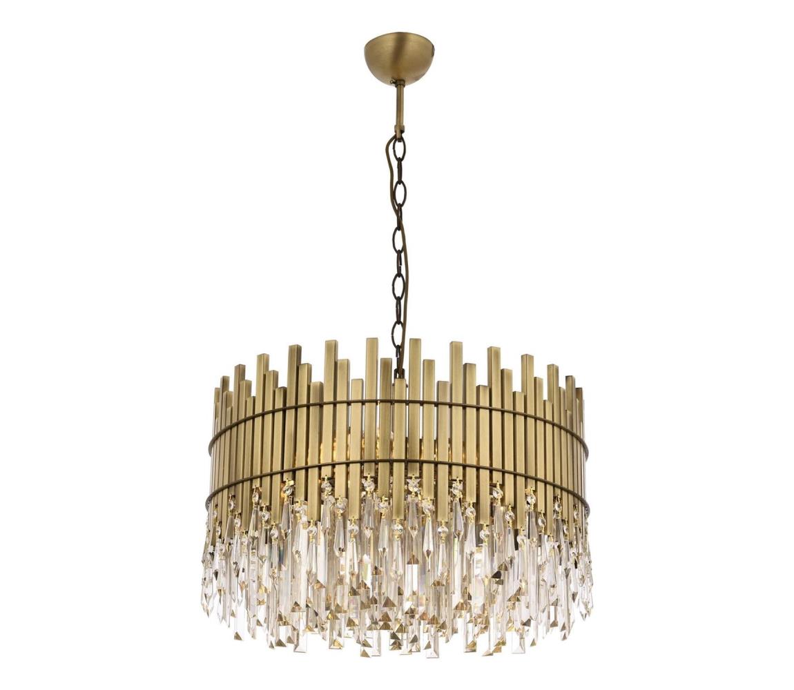  Lustr na řetězu CRYSTALLINE 8xE27/40W/230V pr. 60 cm mosaz 301AUR1164