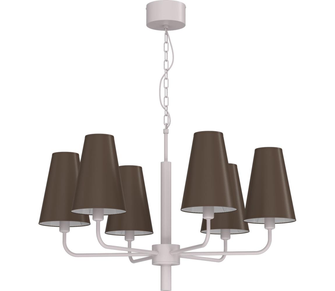  Lustr na řetězu TORTOLA 6xE14/15W/230V hnědá/krémová 3672