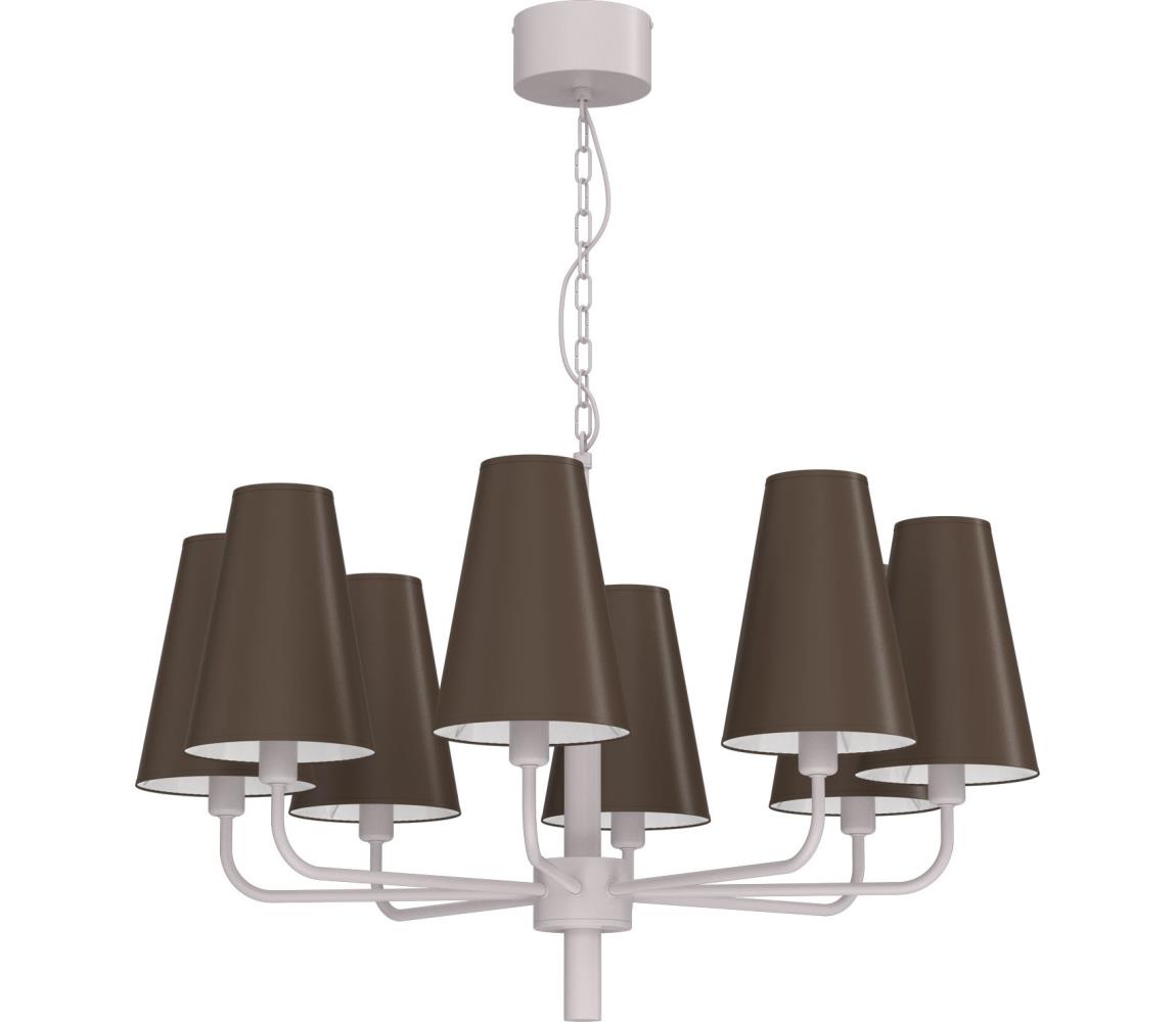 Lustr na řetězu TORTOLA 8xE14/15W/230V hnědá/krémová 3673