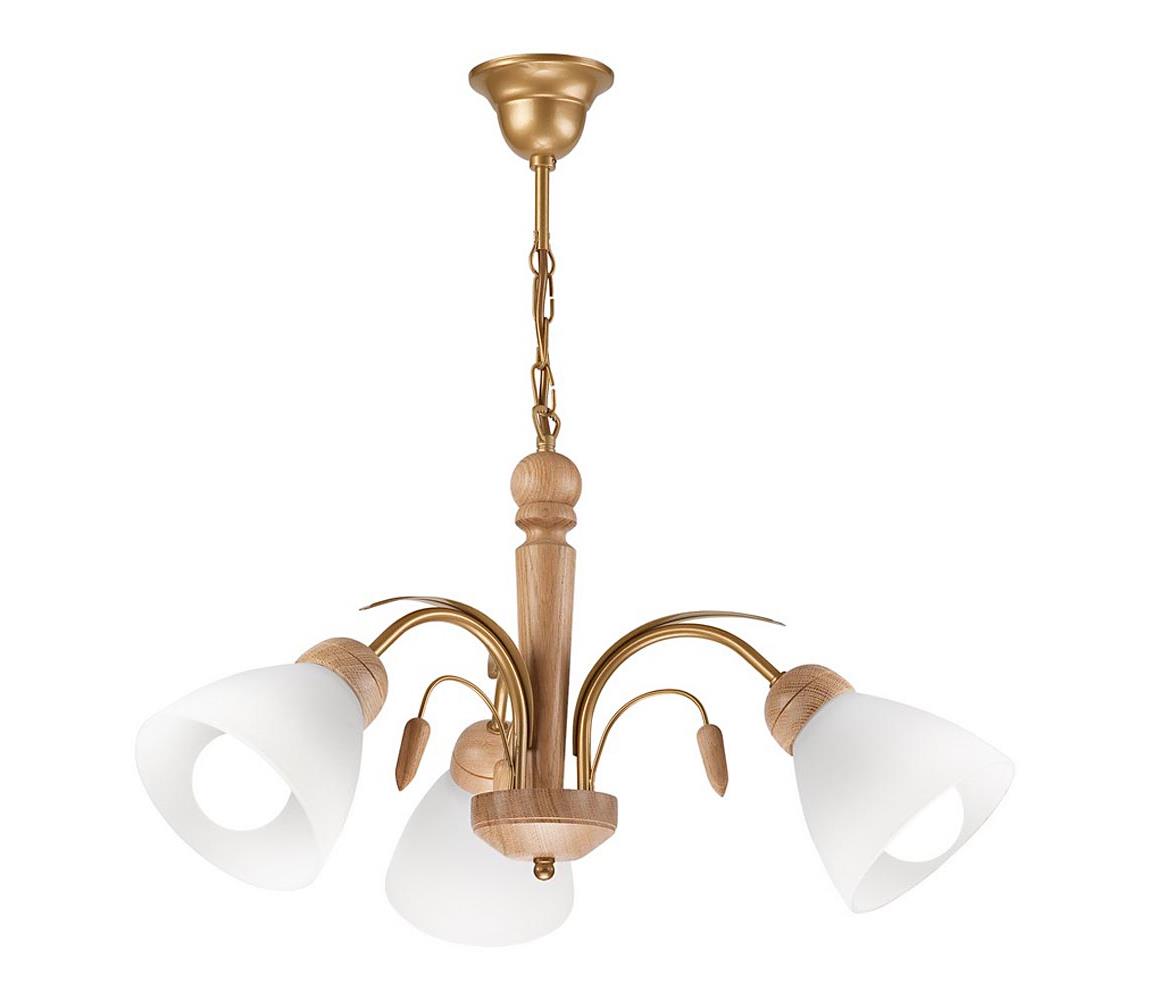  Lustr na řetězu TULIPAN 3xE27/60W/230V dub LM-3.24 OAK
