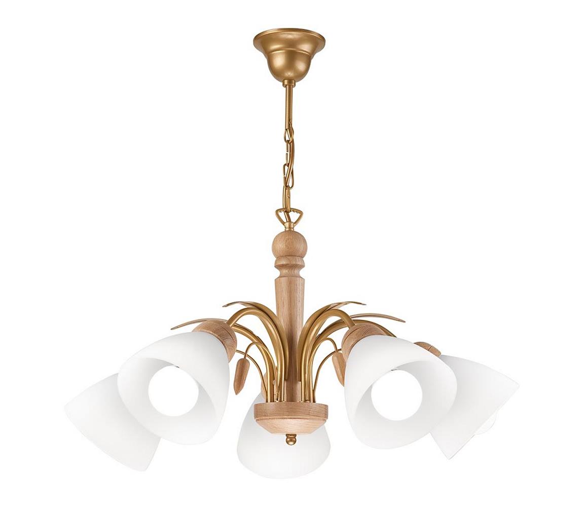  Lustr na řetězu TULIPAN 5xE27/60W/230V dub LM-5.24 OAK