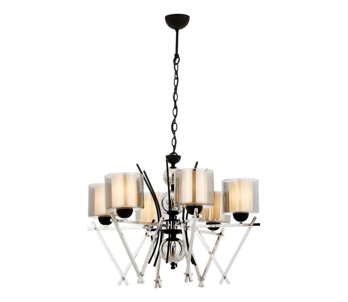  Lustr na řetězu VARANA 6xE27/40W/230V černá/lesklý chrom 301AUR1230