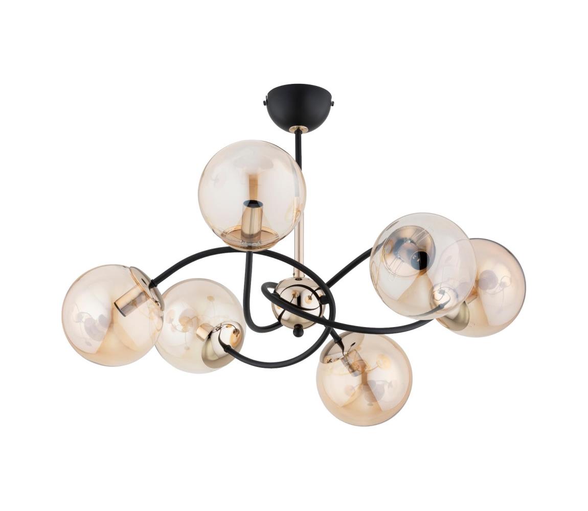  Lustr na tyči AURORA 6xE14/10W/230V černá/zlatá 63296