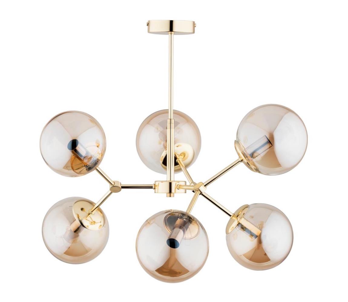  Lustr na tyči FOTON  6xE14/40W/230V zlatá/béžová 63120