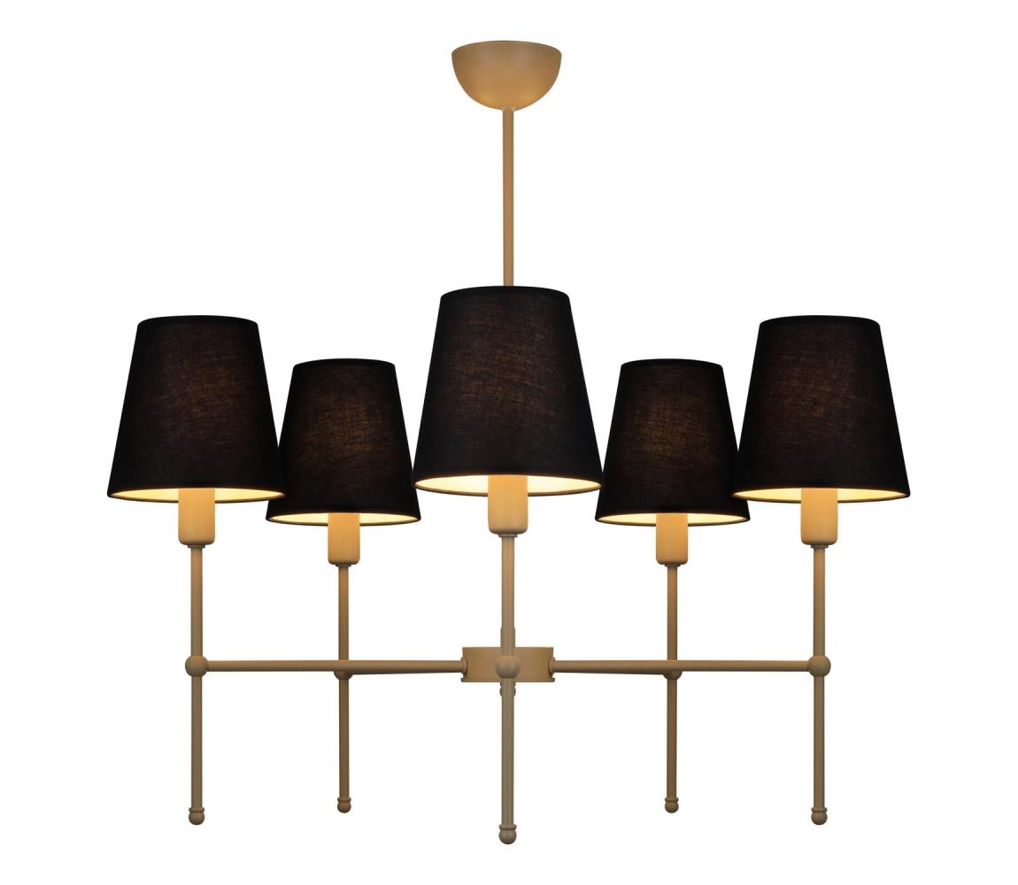  Lustr na tyči MADELA 5xE14/40W/230V černá/béžová 0479