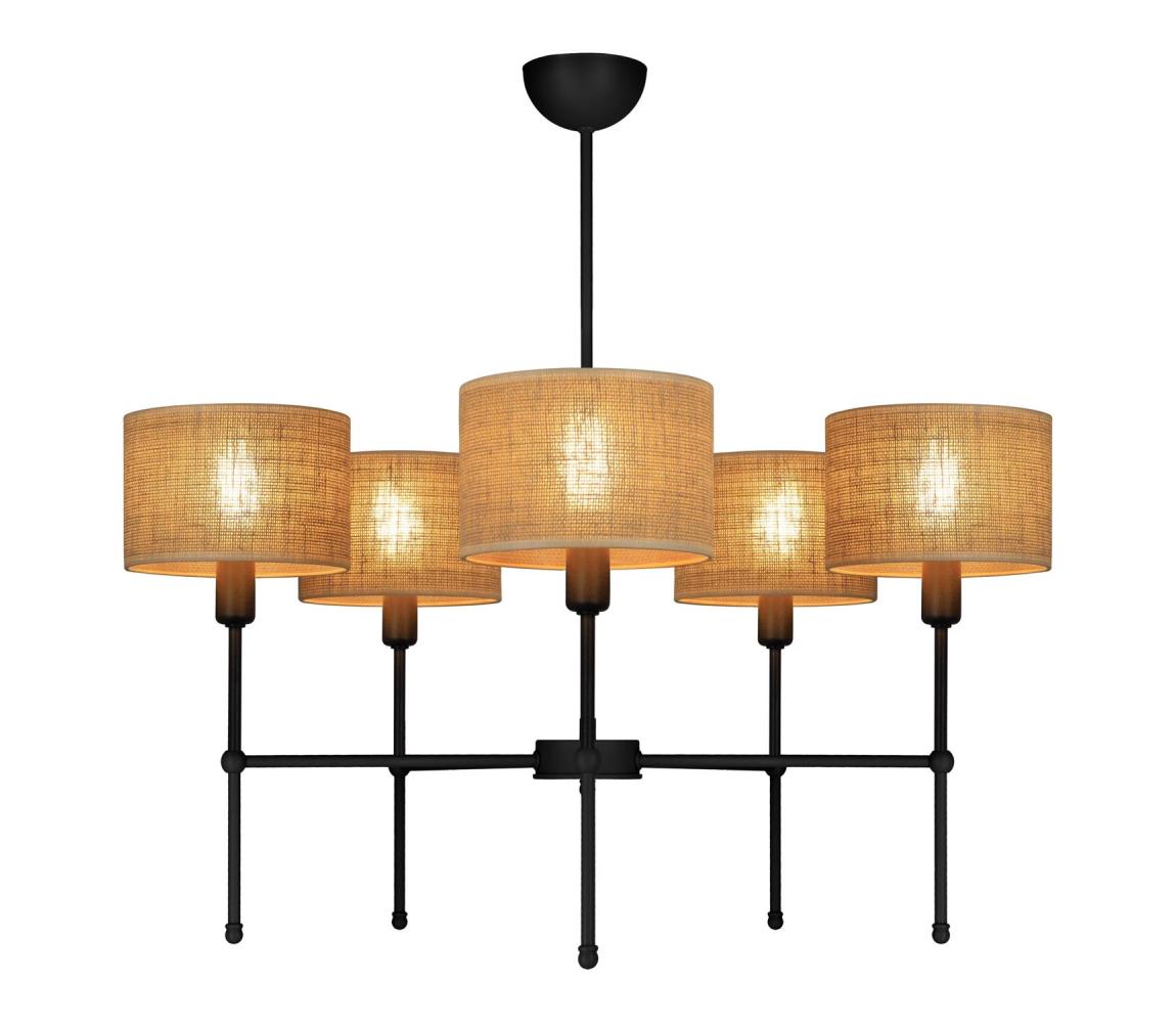  Lustr na tyči MADELA 5xE14/40W/230V juta/černá 0245