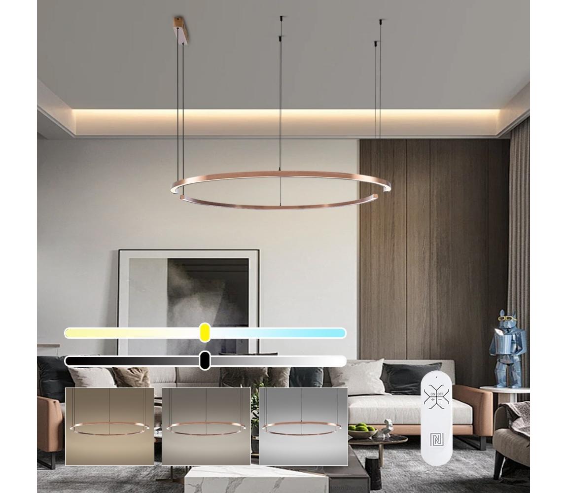  NEO 07328L - LED Stm lustr na lanku FINO 72W/230V 120 cm rose gold Tuya+DO 07328L