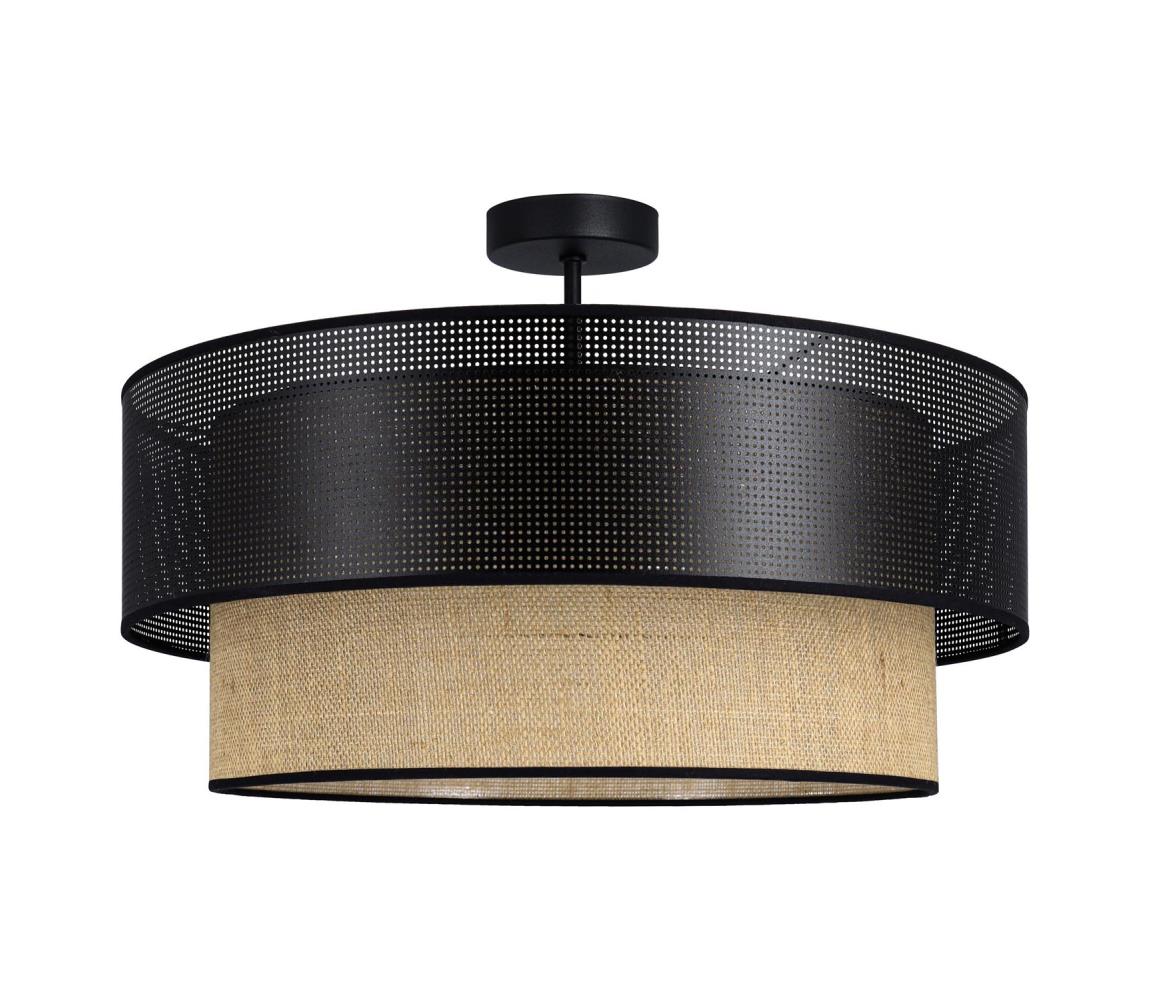  Přisazený lustr BORHO 1xE27/60W/230V pr. 40 cm černá/juta 0375