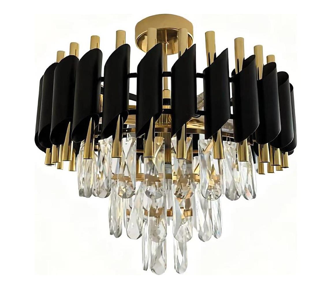  Přisazený lustr CRISTAL 5xE14/10W/230V pr. 38 cm černá/zlatá ML2562