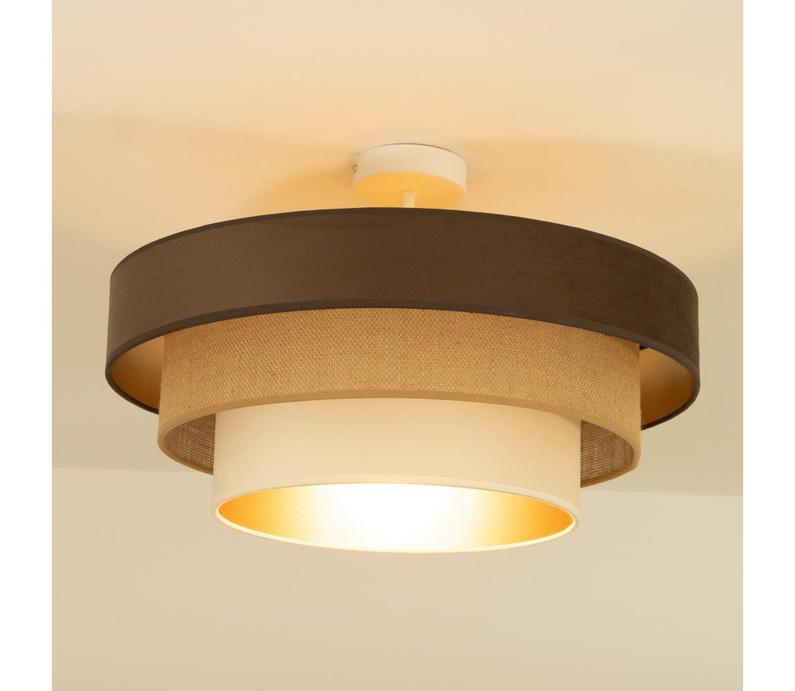  Přisazený lustr WENTA 1xE27/60W/230V pr. 50 cm hnědá/juta/béžová H0787