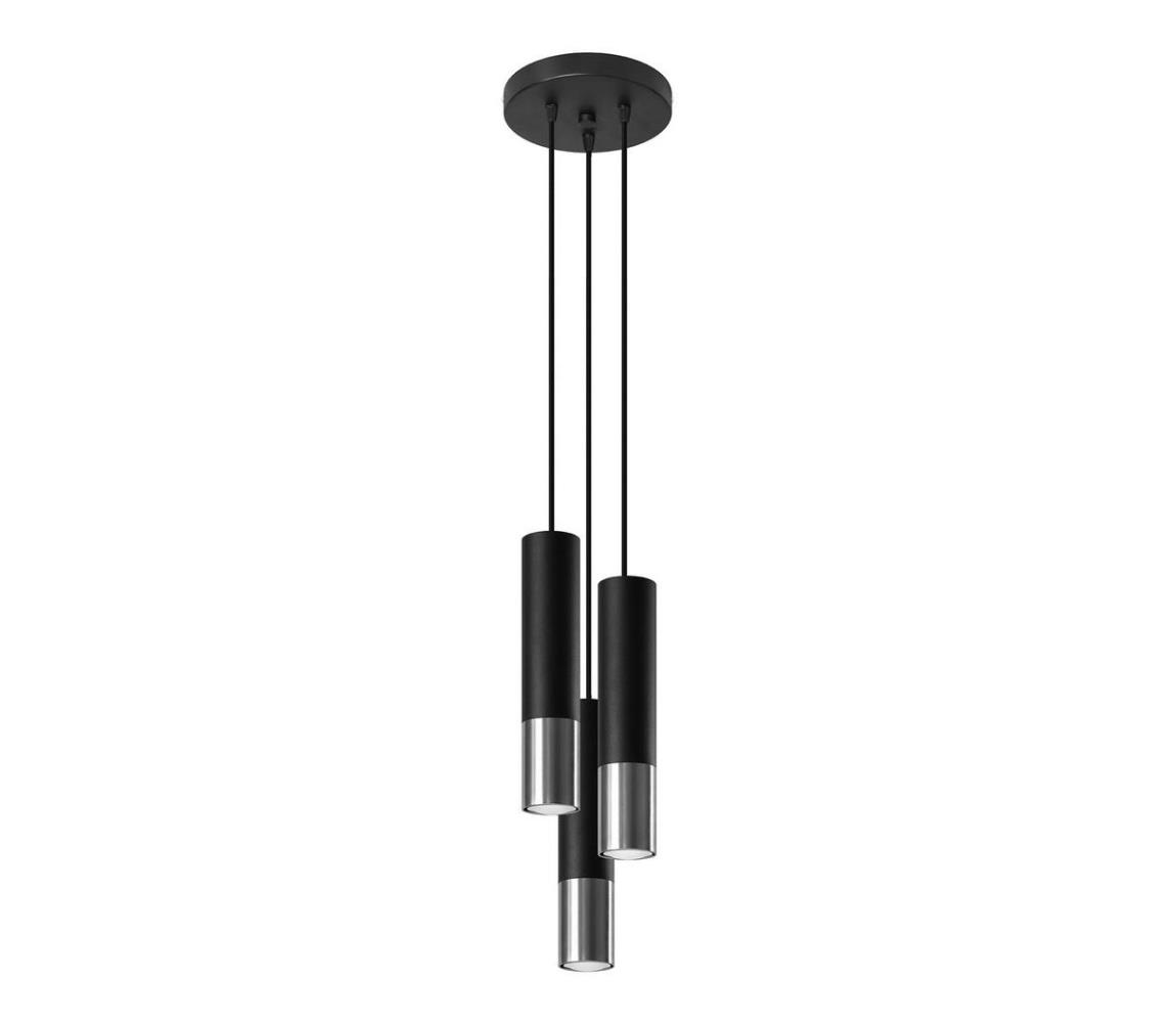  SL.0943 - Lustr na lanku LOOPEZ 3xGU10/10W/230V kulatý černá/chrom SL.0943