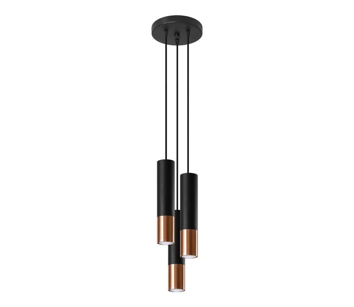  SL.0949 - Lustr na lanku LOOPEZ 3xGU10/10W/230V kulatý černá/měď SL.0949