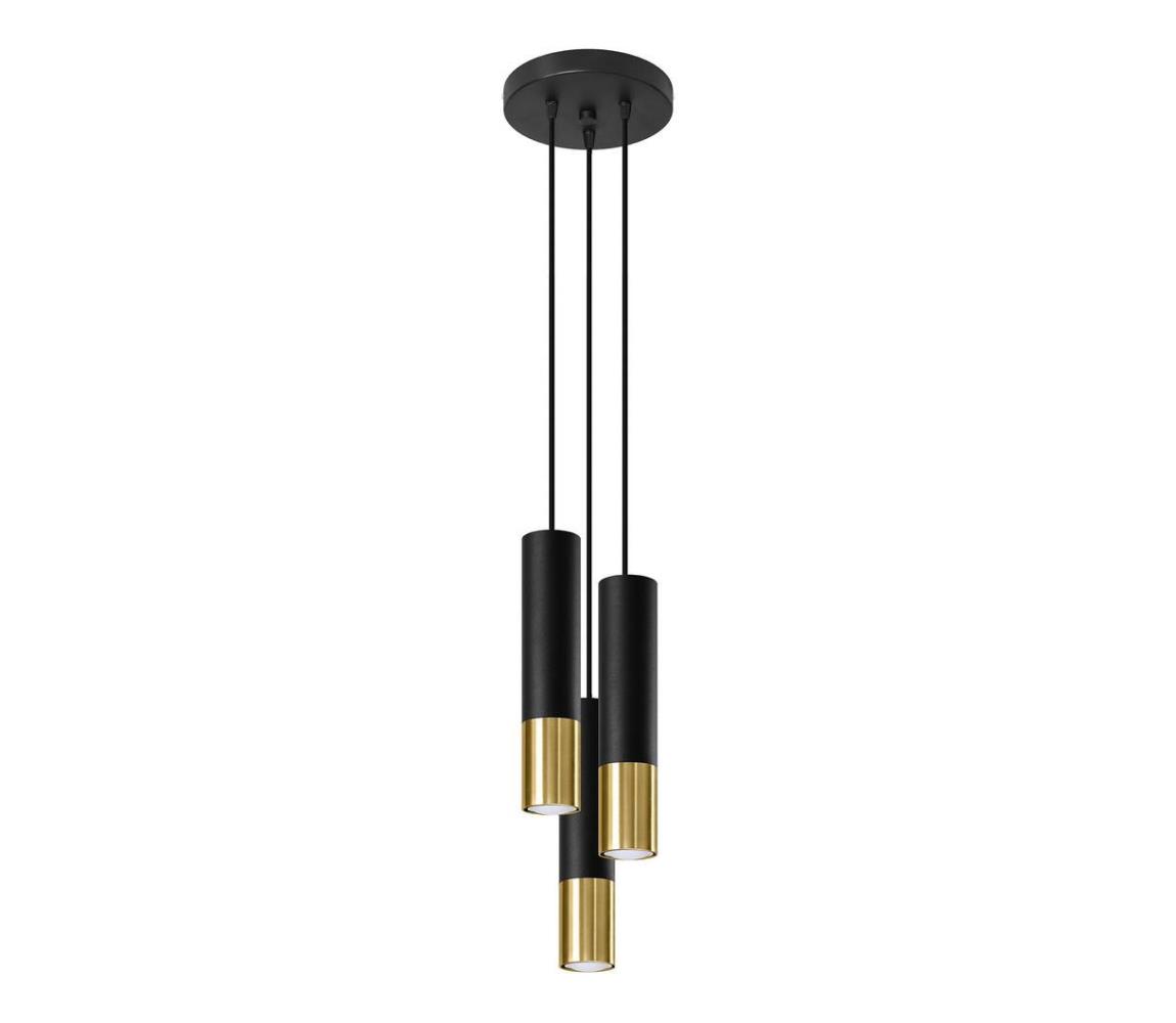  SL.0955 - Lustr na lanku LOOPEZ 3xGU10/10W/230V kulatý černá/zlatá SL.0955