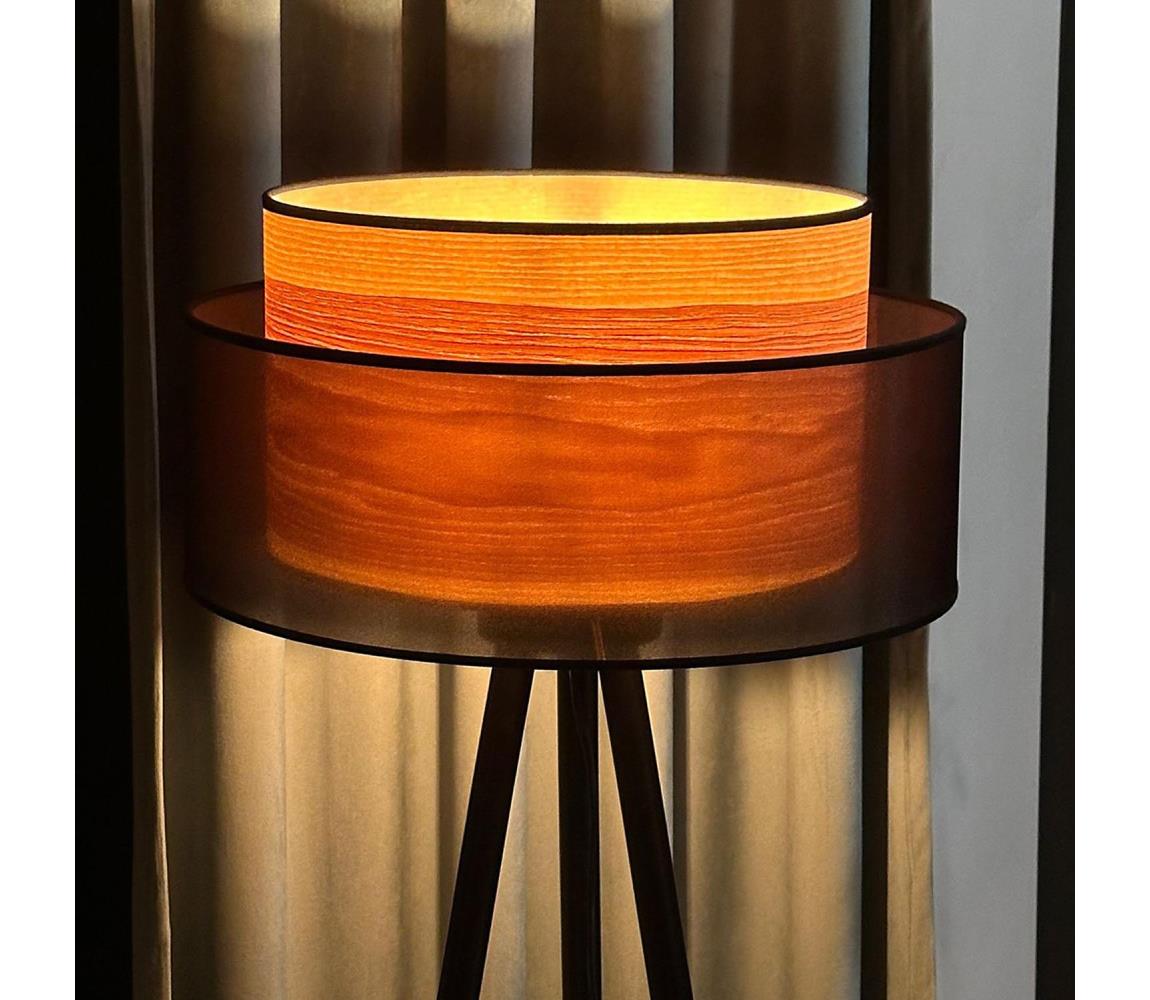  - Stojací lampa WOOD BOHO 1xE27/15W/230V pr. 45 cm černá/béžová 604079