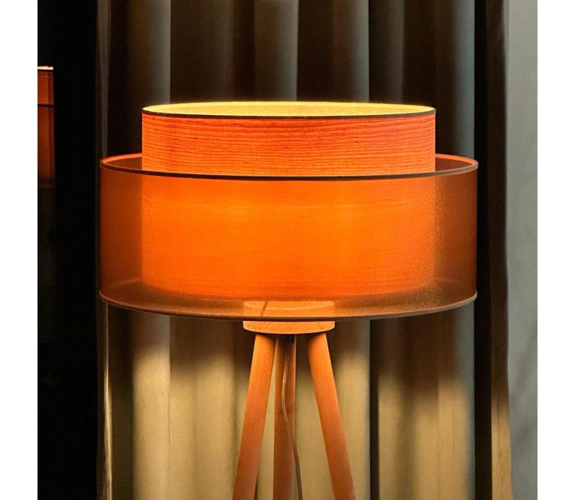  - Stojací lampa WOOD BOHO 1xE27/15W/230V pr. 45 cm měděná/hnědá/béžová 604086