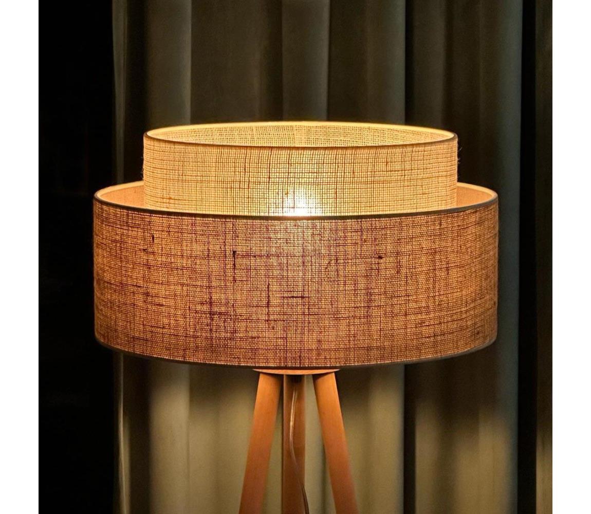  - Stojací lampa YUTE BOHO 1xE27/15W/230V pr. 45 cm hnědá/krémová 603768