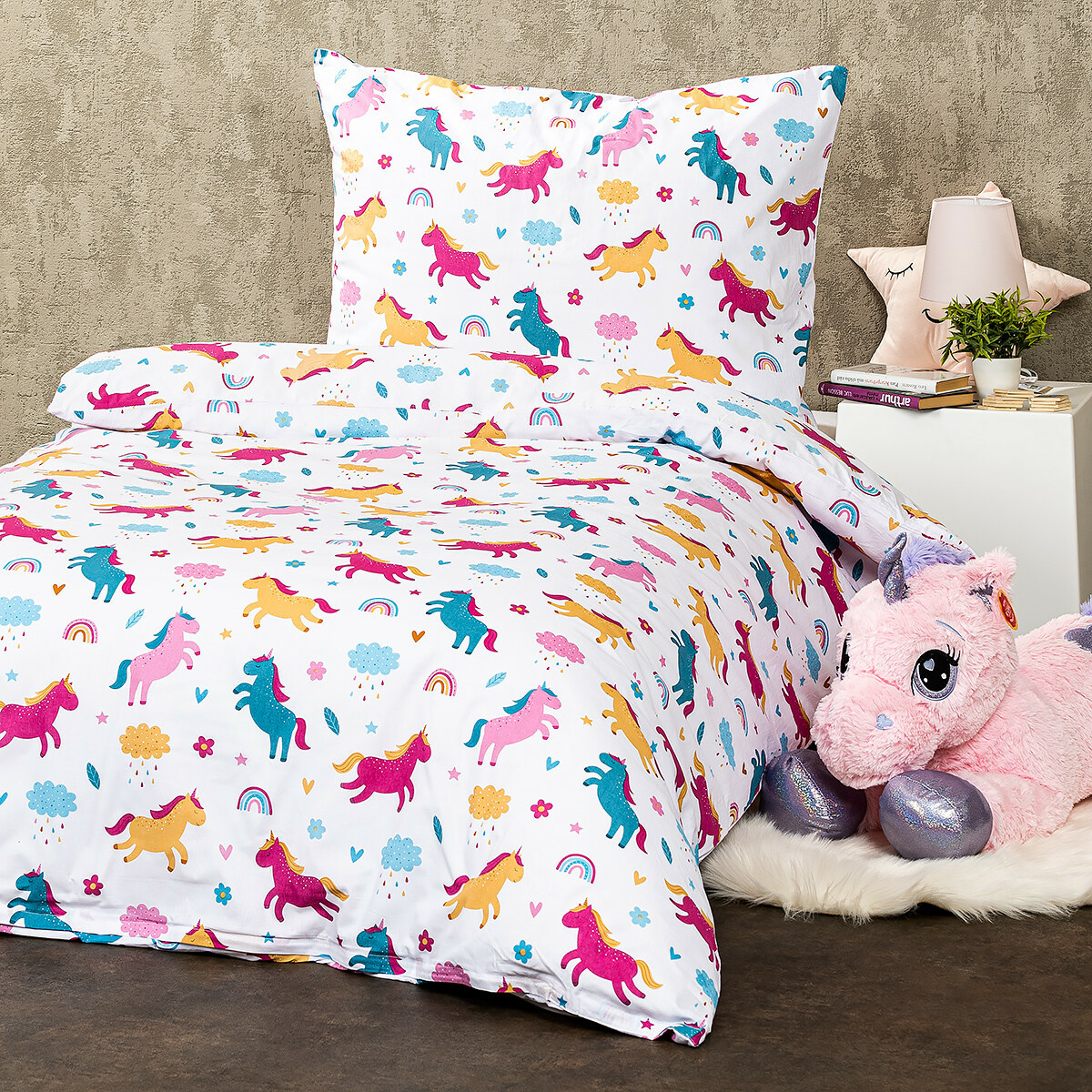 4Home Dětské bavlněné povlečení Unicorn, 160 x 200 cm, 70 x 80 cm