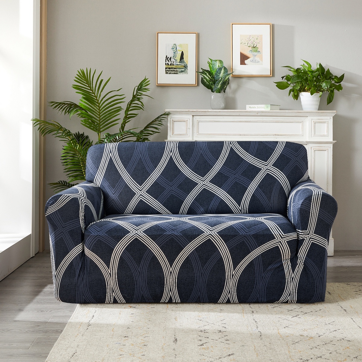 4Home Napínací potah na sedačku Elegant modrá, 190-230 cm + povlak na polštářek zdarma, 190-230 cm