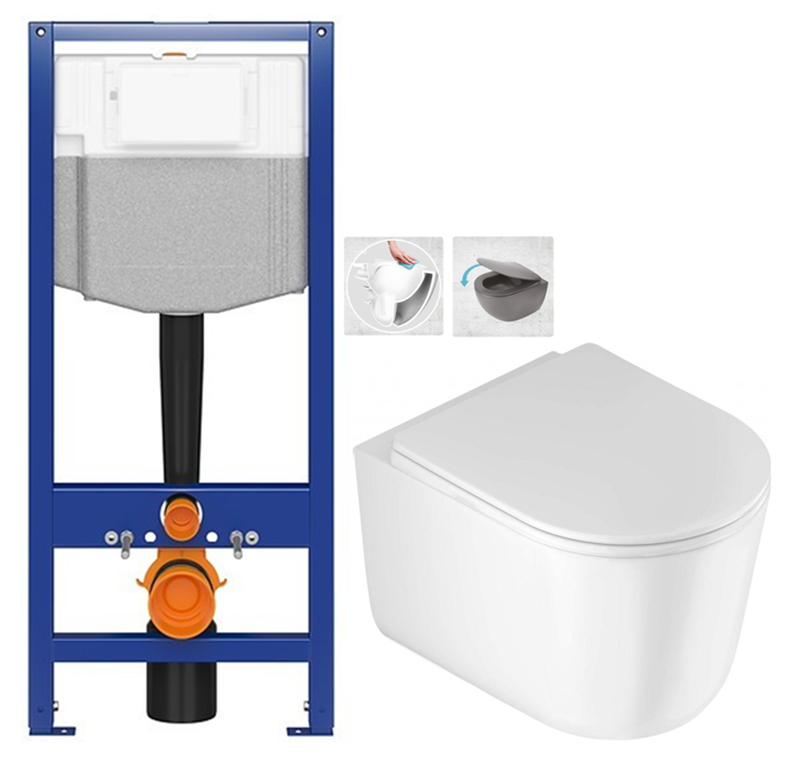 AKCE/SET CERSANIT předstěnový instalační systém bez tlačítka + WC DEANTE Jasmin se sedátkem RIMLESS /VÍROVÉ SPLACH/ K97-526 X JA1