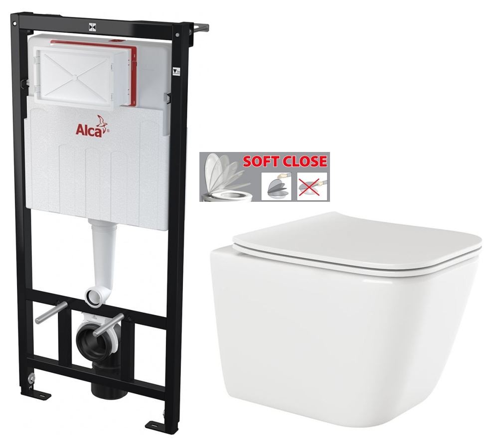 ALCA Sádromodul předstěnový instalační systém bez tlačítka + WC INVENA PAROS  + SEDÁTKO AM101/1120 X RO1