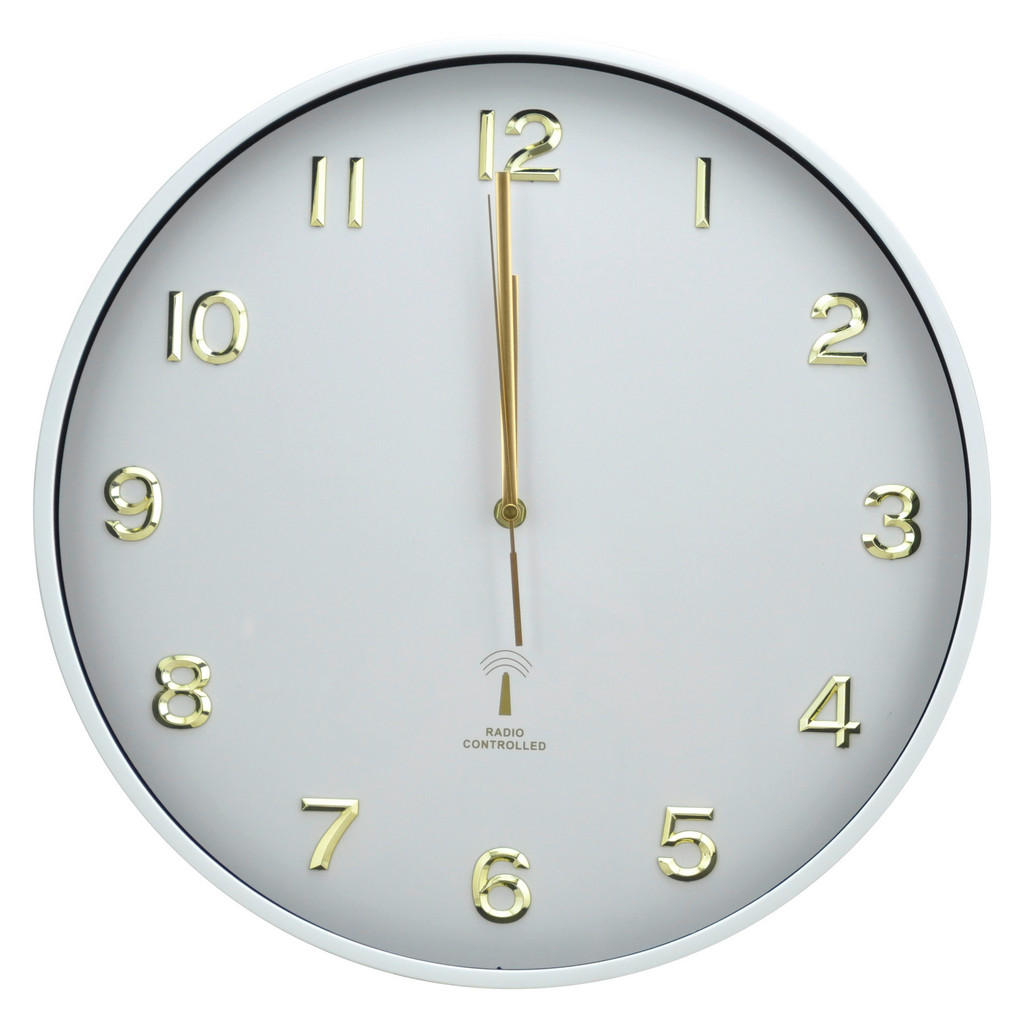 Ambia Home RÁDIEM ŘÍZENÉ HODINY bílá 40 cm