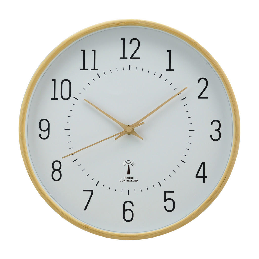 Ambia Home RÁDIEM ŘÍZENÉ HODINY přírodní barvy, bílá 31,7 cm