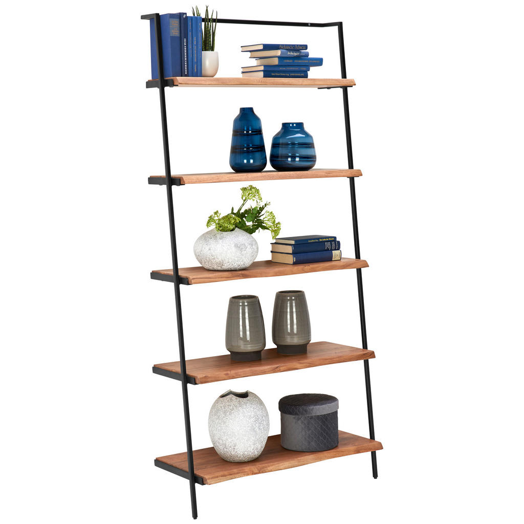 Ambia Home REGÁL, černá, barvy akácie, železo, akácie, 80/170/35 cm