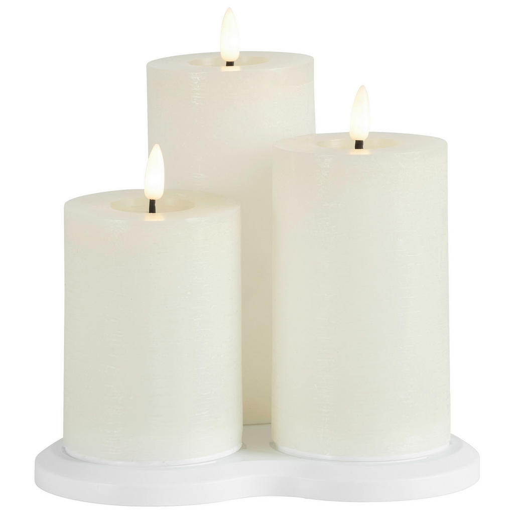 Ambia Home SADA LED SVÍČEK 3dílné plast, přírodní materiály