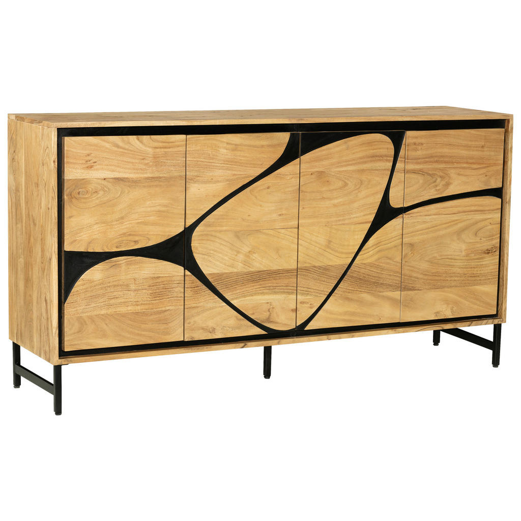 Ambia Home ŠIROKÁ KOMODA, akácie, černá, barvy akácie, 160/85/40 cm