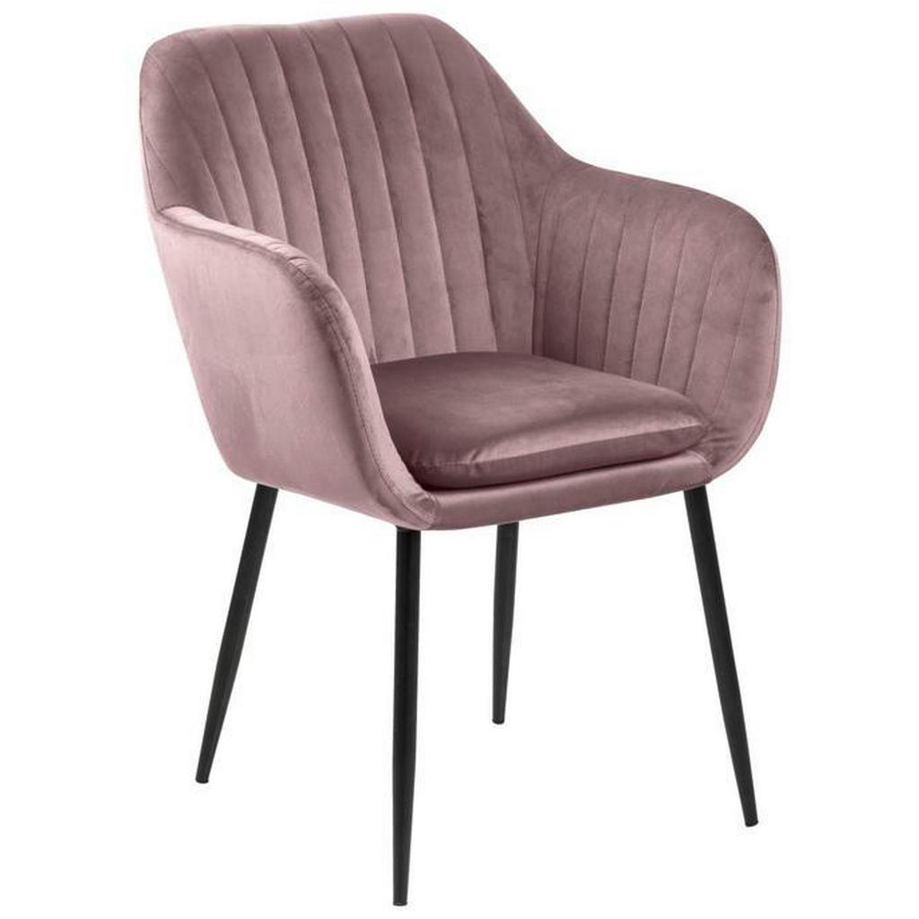 Ambia Home ŽIDLE S PODRUČKAMI, velur, černá, starorůžová