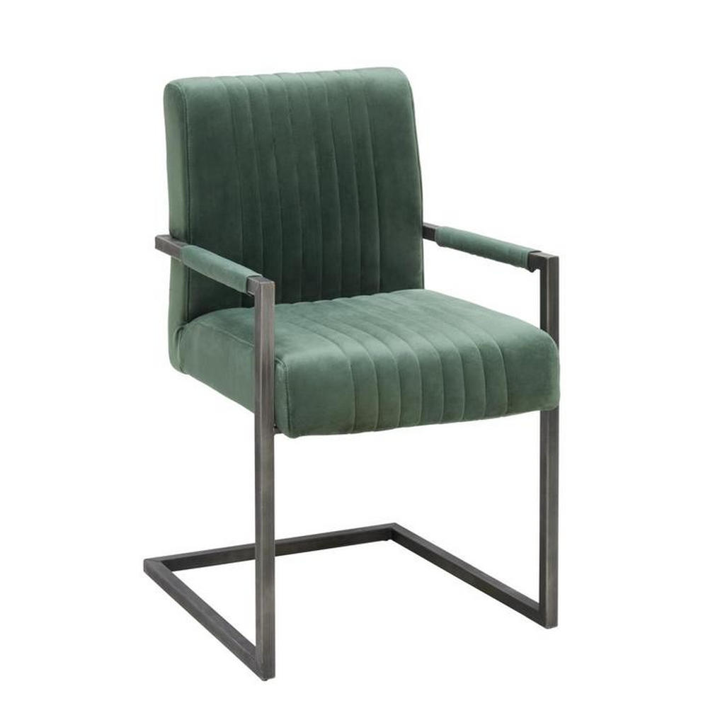 Ambia Home ŽIDLE S PODRUČKAMI, železo, samet, zelená, černá