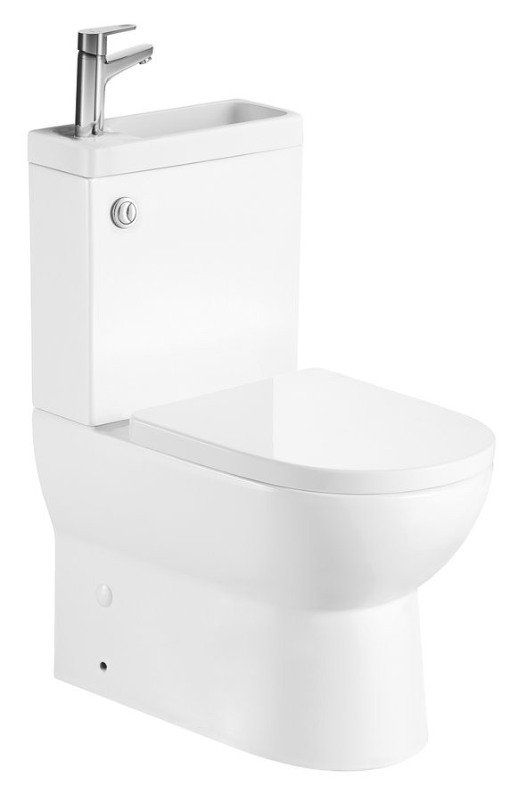 AQUALINE JALTA HYGIE WC kombi s umývátkem, Rimless, spodní/zadní odpad, bílá PB103H