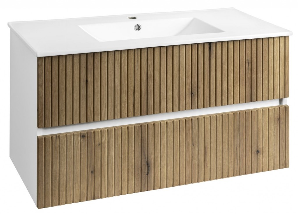 AQUALINE PANEDA STRIP umyvadlová skříňka 99,5x55x45,2cm, dub emporio PN310