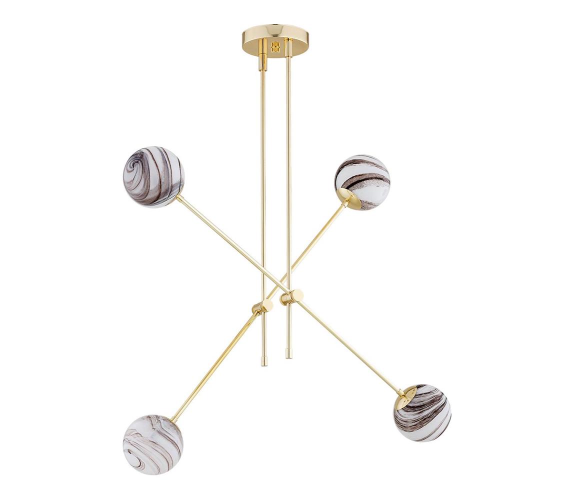 Argon 1840 - Lustr na tyči ABSOS 4xE14/7W/230V alabastr zlatá 1840