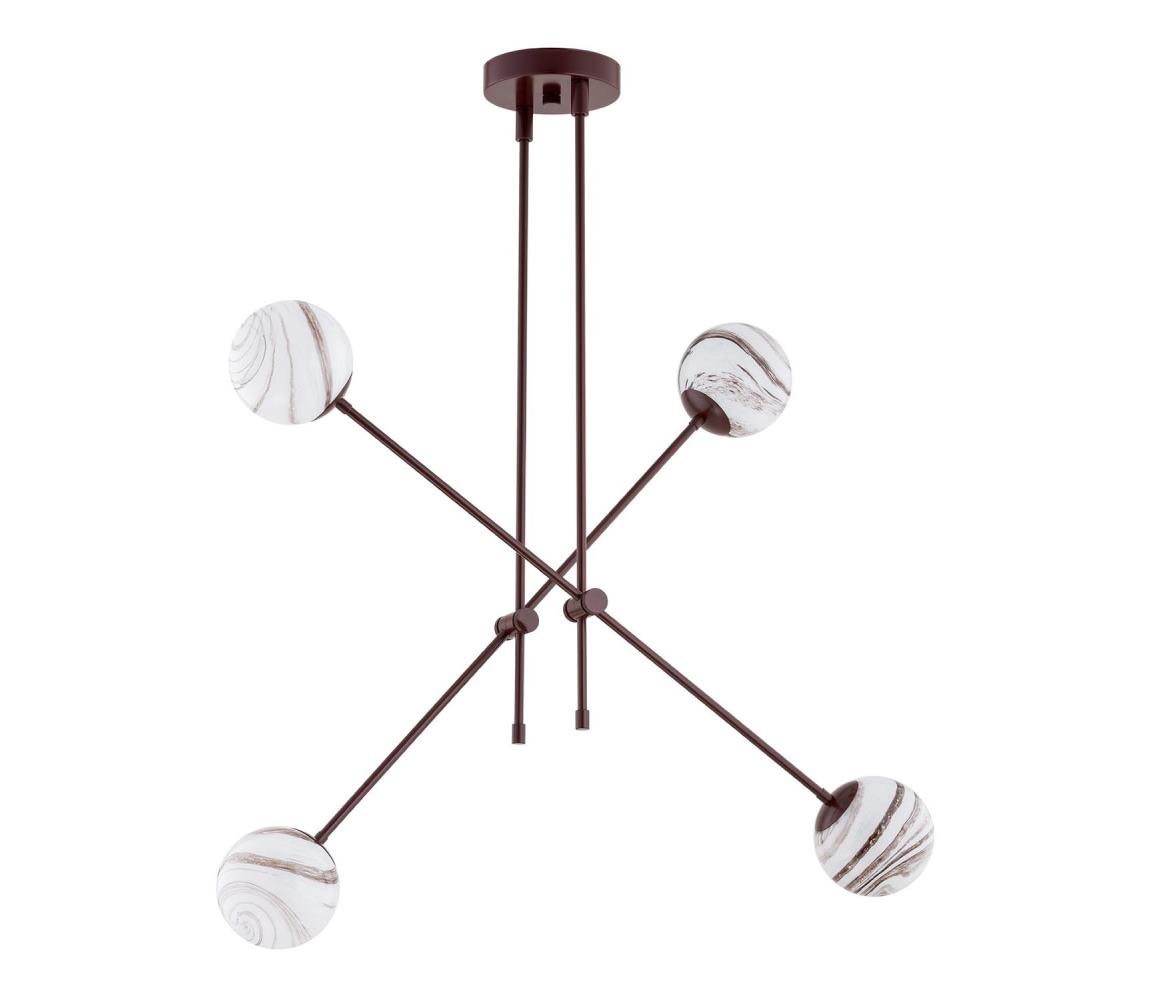 Argon 1842 - Lustr na tyči ABSOS 4xE14/7W/230V alabastr hnědá 1842