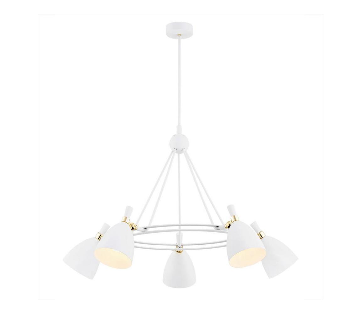 Argon 2117 - Lustr na tyči CHARLOTTE 5xE27/15W/230V bílá/zlatá 2117