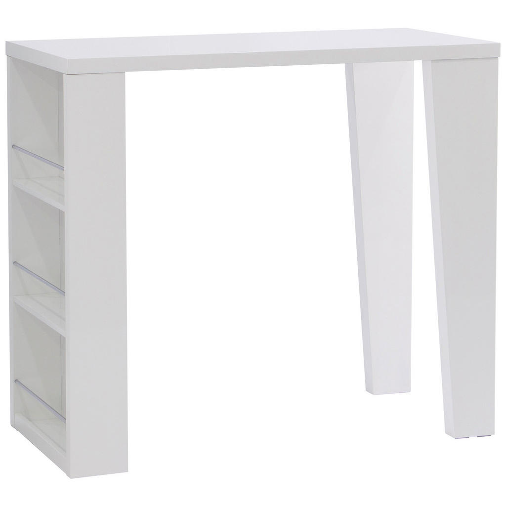 BAROVÝ STŮL, vysoce lesklá bílá, 120/107/60 cm