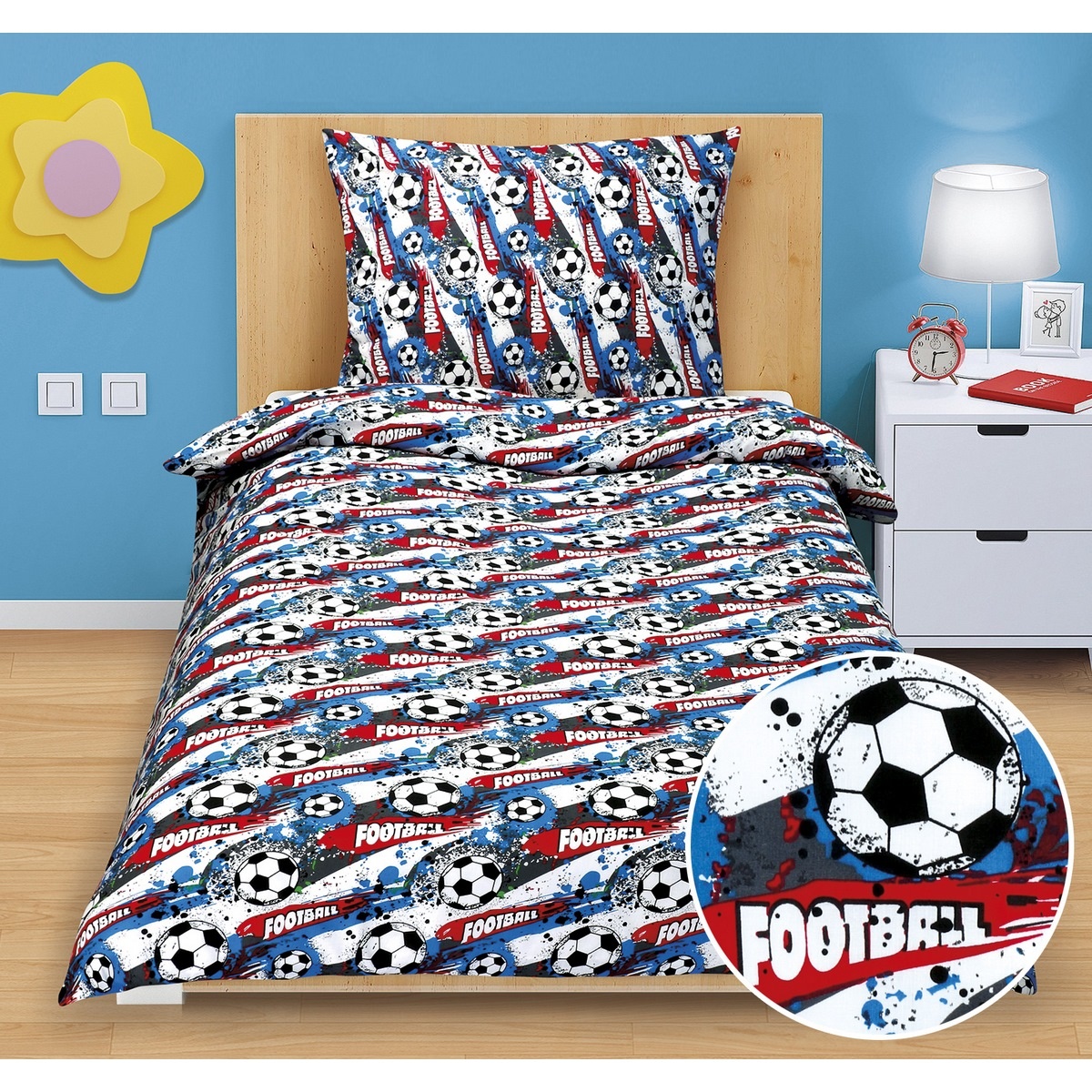 Bellatex Bavlněné povlečení Junior Fotbal, 140 x 200 cm, 70 x 90 cm