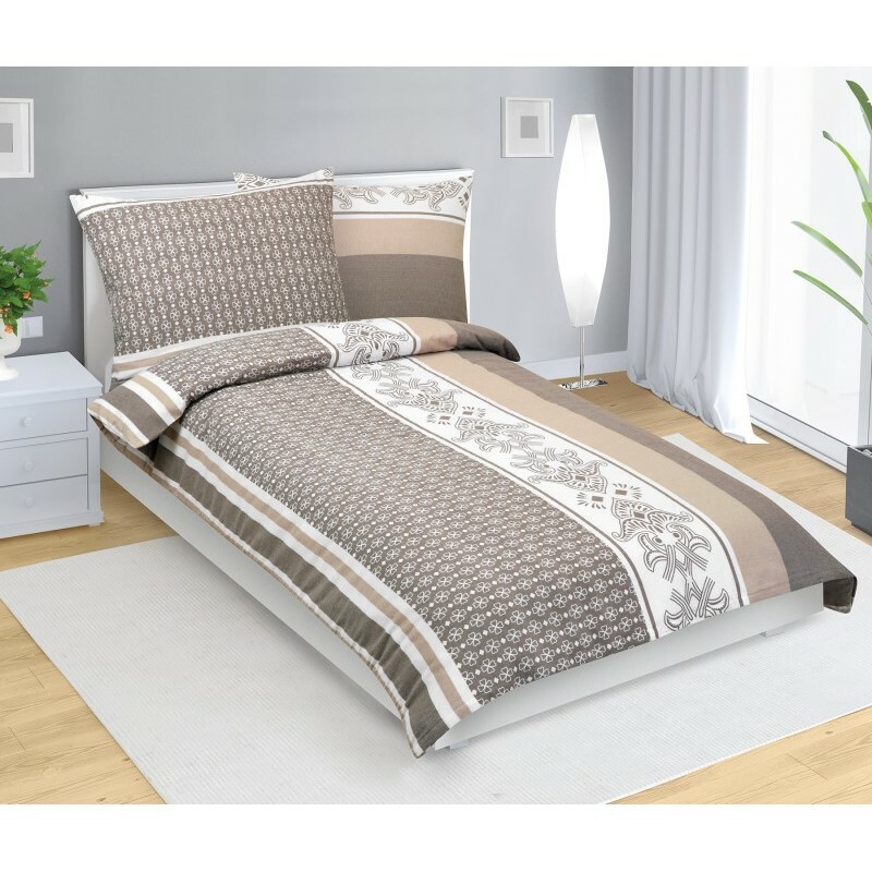 Bellatex Bavlněné povlečení Ornament kávová, 140 x 220 cm, 70 x 90 cm, 140 x 220 cm, 70 x 90 cm