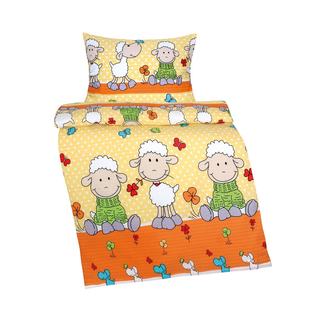 Bellatex Dětské krepové povlečení do postýlky Agáta Ovečka žlutá 90 x 135 cm, 45 x 60 cm, 90 x 135 cm, 45 x 60 cm