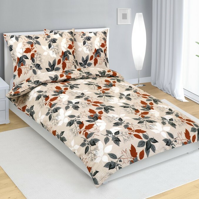 Bellatex Krepové povlečení Podzimní listí, 140 x 220 cm, 70 x 90 cm, 140 x 220 cm, 70 x 90 cm