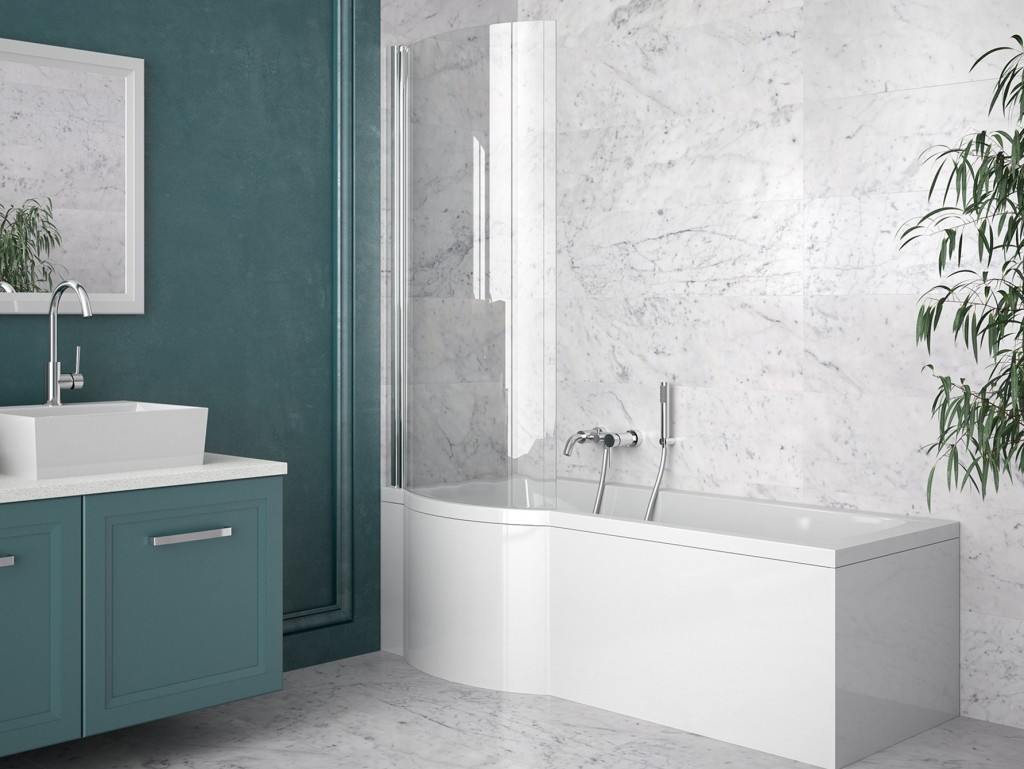 BESCO Asymetrická vana INSPIRO včetně vanové zástěny Barva rámu Hliník leštěný, Nožičky k vaně Bez nožiček, Rozměr vany 160 × 70 Výplň Čiré bezpečnostní sklo 5 mm, Způsob provedení Levé VANINSPIR160L