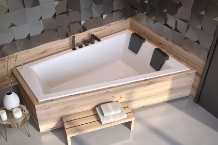 BESCO Asymetrická vana INTIMA DUO SLIM Nožičky k vaně Bez nožiček, Rozměr vany 170 × 125 Způsob provedení Pravé VANINTID17SLIMP