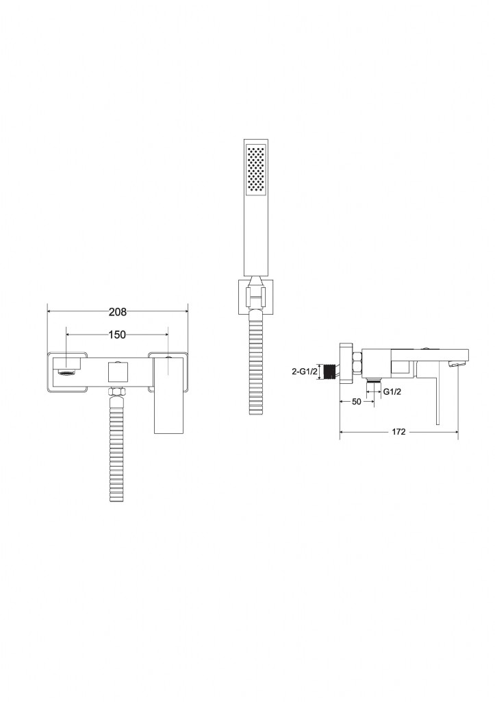 BESCO Nástěnná vanová baterie MODERN/VARIUM s příslušenstvím Chrom BABWMVSCH