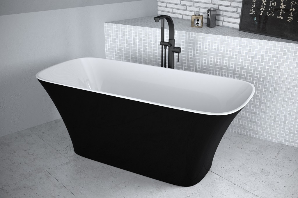 BESCO Volně stojící vana ASSOS S-LINE černá/bílá Rozměr vany 160 × 70  VANASSL16BW