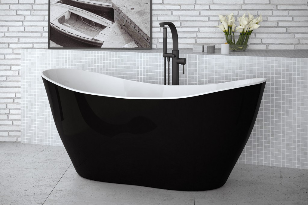 BESCO Volně stojící vana VIYA černá/bílá Rozměr vany 160 × 70  VANAND16BW